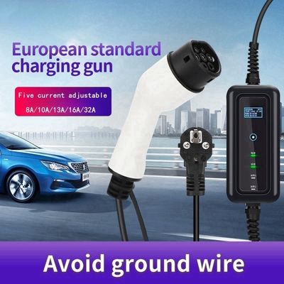 Estação de carregamento de veículos elétricos portáteis 32A 7KW com cabo de 5m e saída de 3,5KW